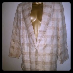 Cream and gold plaid blazer